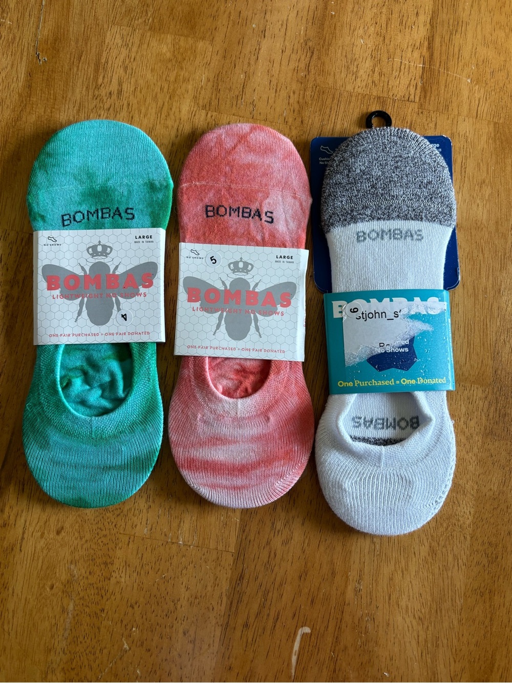 Bombas Lightweight No-Show Socks 3 Pair - Size Large - NWT